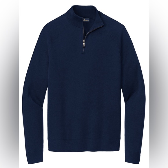 Brooks Brothers Supima Cotton Men's Navy Half-Zip Sweater - Picture 2 of 5